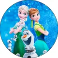 Kulatý jedlý obrázek na dort – Frozen, Blue (modrá, tyrkysová, bílá)