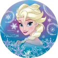 Kulatý jedlý obrázek na dort – Frozen, Elsa 2 (modrá, tyrkysová, fialová)