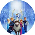 Kulatý jedlý obrázek na dort – Frozen, Záře (modrá, bílá, fialová)