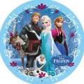 Kulatý jedlý obrázek na dort – Frozen, Classic (modrá, bílá, fialová)