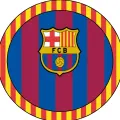 Kulatý jedlý obrázek na dort – FC Barcelona, Pruhovaný (červená, modrá, žlutá)