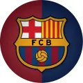 Kulatý jedlý obrázek na dort – FC Barcelona, Tmavý (modrá, červená, žlutá)