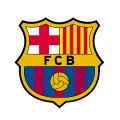 Kulatý jedlý obrázek na dort – FC Barcelona, Světlý (žlutá, červená, modrá)