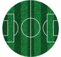 Kulatý jedlý obrázek na dort – Fotbalové hřiště, kruh, tmavý (zelená, bílá)
