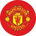 Kulatý jedlý obrázek na dort – Manchester Utd, Red (červená, žlutá, bílá)