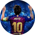 Kulatý jedlý obrázek na dort – Lionel Messi 10 (modrá, červená, zlatá)