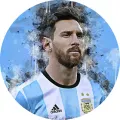 Kulatý jedlý obrázek na dort – Messi, Argentina (modrá, bílá, černá)