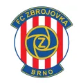 Kulatý jedlý obrázek na dort – Zbrojovka Brno, kruhové logo s nápisem (modrá, červená, bílá)