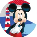 Kulatý jedlý obrázek na dort – Mickey Mouse, Maják (červená, modrá, bílá)