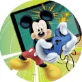 Kulatý jedlý obrázek na dort – Mickey Mouse, Game (zelená, modrá, černá)