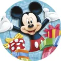 Kulatý jedlý obrázek na dort – Mickey Mouse, Dárky (modrá, červená, černá)