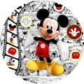 Kulatý jedlý obrázek na dort – Mickey Mouse, Film (černá, červená, žlutá)