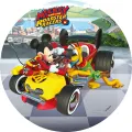 Kulatý jedlý obrázek na dort – Mickey Mouse, Race (červená, žlutá, modrá)