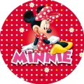 Kulatý jedlý obrázek na dort – Minnie, Red (červená, bílá, růžová)
