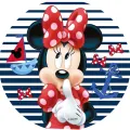 Kulatý jedlý obrázek na dort – Minnie, Námořnice (modrá, červená, bílá)