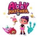 Obdélníkový jedlý obrázek na dort – Abby Hatcher, Abby, Fuzzlyové a hvězdičky (růžová, fialová, tyrkysová)