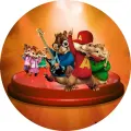Kulatý jedlý obrázek na dort – Alvin a Chipmunkové (červená, žlutá, hnědá)
