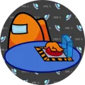 Kulatý jedlý obrázek na dort – Among Us, Tlačítko (žlutá, modrá, šedá)
