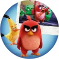 Kulatý jedlý obrázek na dort – Angry Birds, Ruďas, Chuck a retro foto (červená, žlutá, modrá)