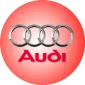 Kulatý jedlý obrázek na dort – Audi (červená, stříbrná, bílá)