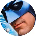 Kulatý jedlý obrázek na dort – Batman, Tvář (modrá, černá)