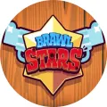 Kulatý jedlý obrázek na dort – Brawl Stars, šerifská hvězda na dřevě (hnědá, žlutá, modrá)