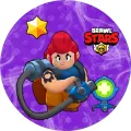 Kulatý jedlý obrázek na dort – Brawl Stars, zrzavá Pam s léčivou věží (fialová, červená, modrá)