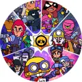 Kulatý jedlý obrázek na dort – Brawl Stars, barevné výseče s brawlery (fialová, modrá, růžová)