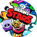 Kulatý jedlý obrázek na dort – Brawl Stars, velké logo a herní emotikony (červená, modrá, zelená)