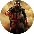 Kulatý jedlý obrázek na dort – Call of Duty, Ghost s lebkovou maskou (hnědá, černá, šedá)