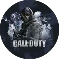 Kulatý jedlý obrázek na dort – Call of Duty, voják s maskou lebky a tým (černá, šedá, bílá)