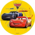 Kulatý jedlý obrázek na dort – Cars, McQueen a Jackson Hrom (žlutá, červená, černá)