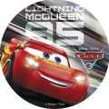 Kulatý jedlý obrázek na dort – Cars, Blesk McQueen s číslem 95 na trati (červená, šedá, černá)