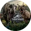 Kulatý jedlý obrázek na dort – Dinosauři, Jurský park (zelená, hnědá, šedá)