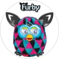 Kulatý jedlý obrázek na dort – Furby (růžová, tyrkysová, černá)