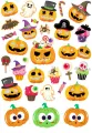 List jedlých koleček na cupcakes – Halloween, cupcakes s očima a dýně v klobouku (žlutá, černá, zelená)
