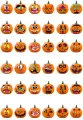 List jedlých koleček na cupcakes – Halloween, dýně s obličeji příšerek a čarodějnic (červená, černá, fialová)