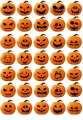 List jedlých koleček na cupcakes – Halloween, vyřezávané dýně s různými výrazy (žlutá, černá, zelená)