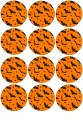 List jedlých koleček na cupcakes – Halloween, černí netopýři na oranžovém podkladu (červená, černá)