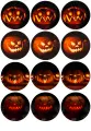 List jedlých koleček na cupcakes – Halloween, fotomotivy svítících dýní (černá, červená, žlutá)