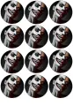 List jedlých koleček na cupcakes – Halloween, dělená tvář se sešitým úsměvem (černá, bílá, červená)