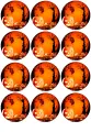 List jedlých koleček na cupcakes – Halloween, svítící dýně u stromu s listím (černá, červená, žlutá)