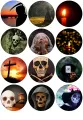 List jedlých koleček na cupcakes – Halloween, smrtka, svíčky a mexická maska (černá, hnědá, žlutá)
