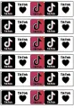 List jedlých koleček na cupcakes – TikTok, mini motivy s notami a srdíčky (černá, bílá, červená)
