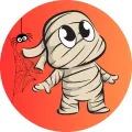 Kulatý jedlý obrázek na dort – Halloween, roztomilá malá mumie (žlutá, černá, bílá)