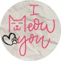 Kulatý jedlý obrázek na dort – I Love You, kočička (růžová, šedá, černá)