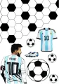 Obdélníkový jedlý obrázek na dort – Na dort Messi, Fotbal (modrá, bílá, černá)