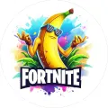 Kulatý jedlý obrázek na dort – Fortnite banán (žlutá, modrá, fialová)