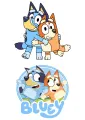 Obdélníkový jedlý obrázek na dort – Bluey, Set na bok a horní stranu dortu (modrá, žlutá, bílá)