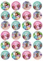 List jedlých koleček na cupcakes – Gábinin domek, Happy Birthday a kočičky (růžová, tyrkysová, zelená)